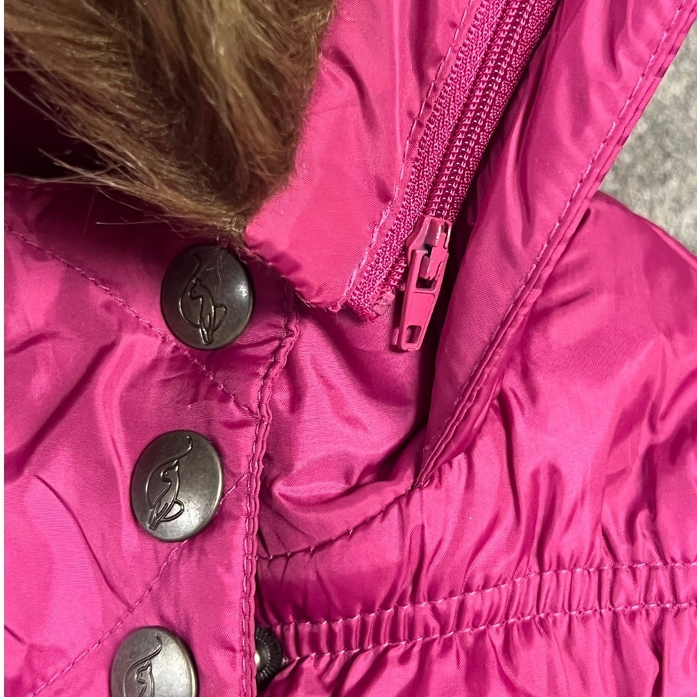 Baby Phat Puffer Coat Kids 14 Pink Faux Fur Hood Longline Quilted Winter Jacket - Picture 5 of 16